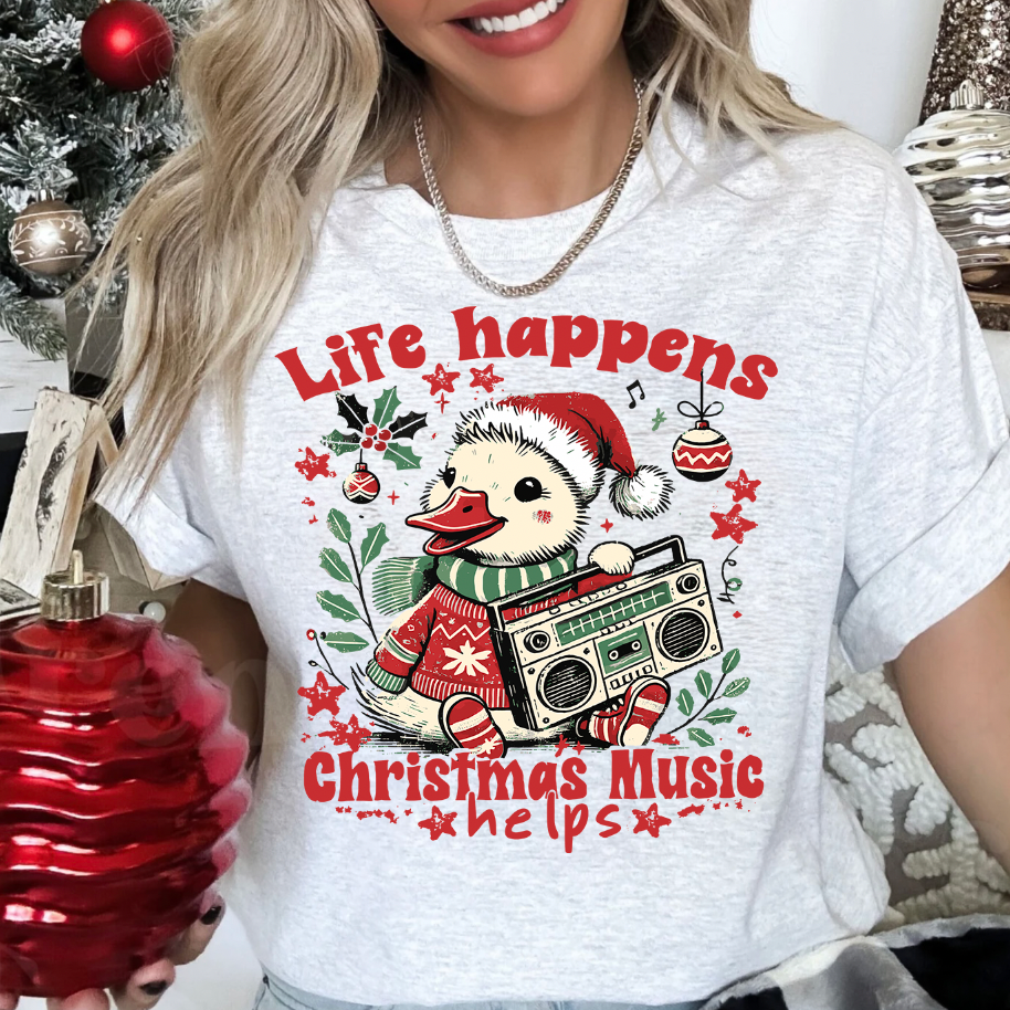 Life Happens Christmas Music Helps Shirt