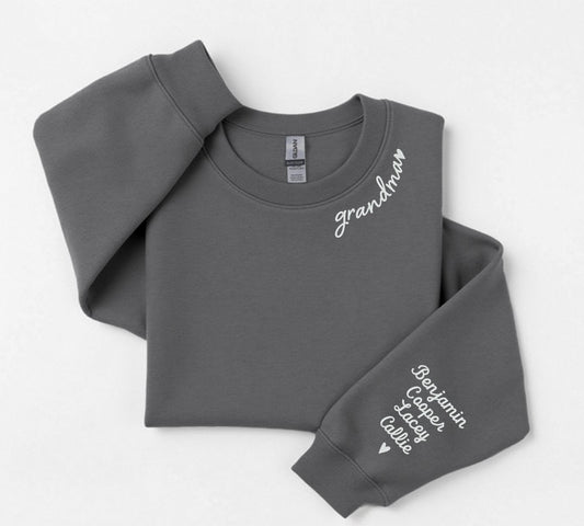 EMBROIDERED Custom Grandma Embroidery Sweatshirt