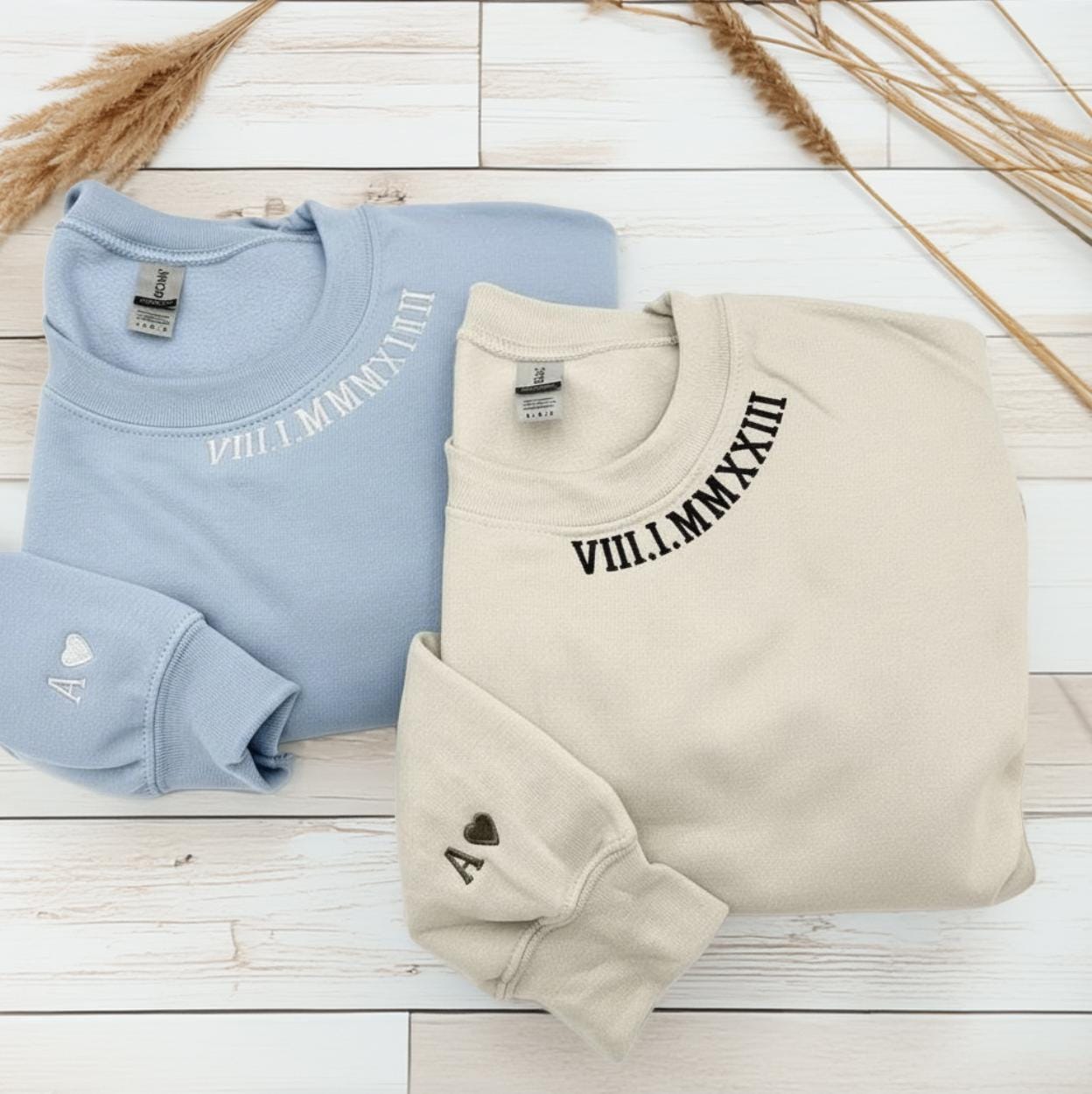 Embroidered Roman Numerals Anniversary Date Custom Sweatshirt